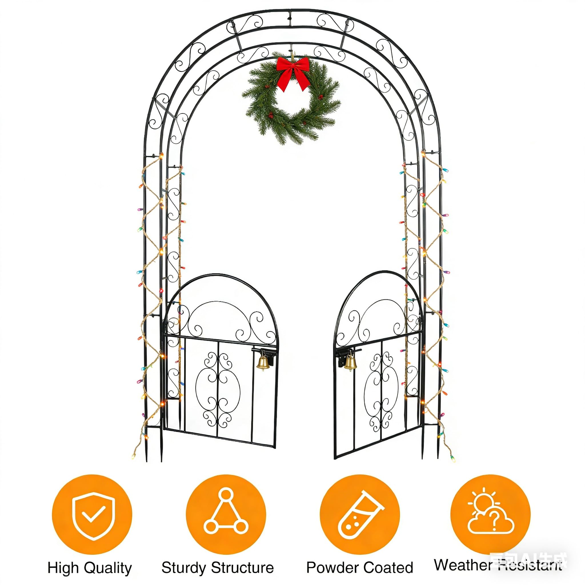 84in High Metal Garden Arbor with Gate
