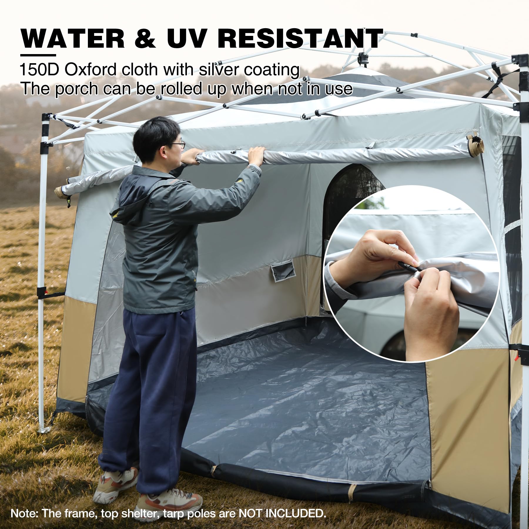 Canopy Camping Tent Attachment for 10x10 Straight Leg Frames