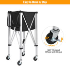 180-Ball Tennis Ball Hopper Cart with 4 Wheels and Brakes