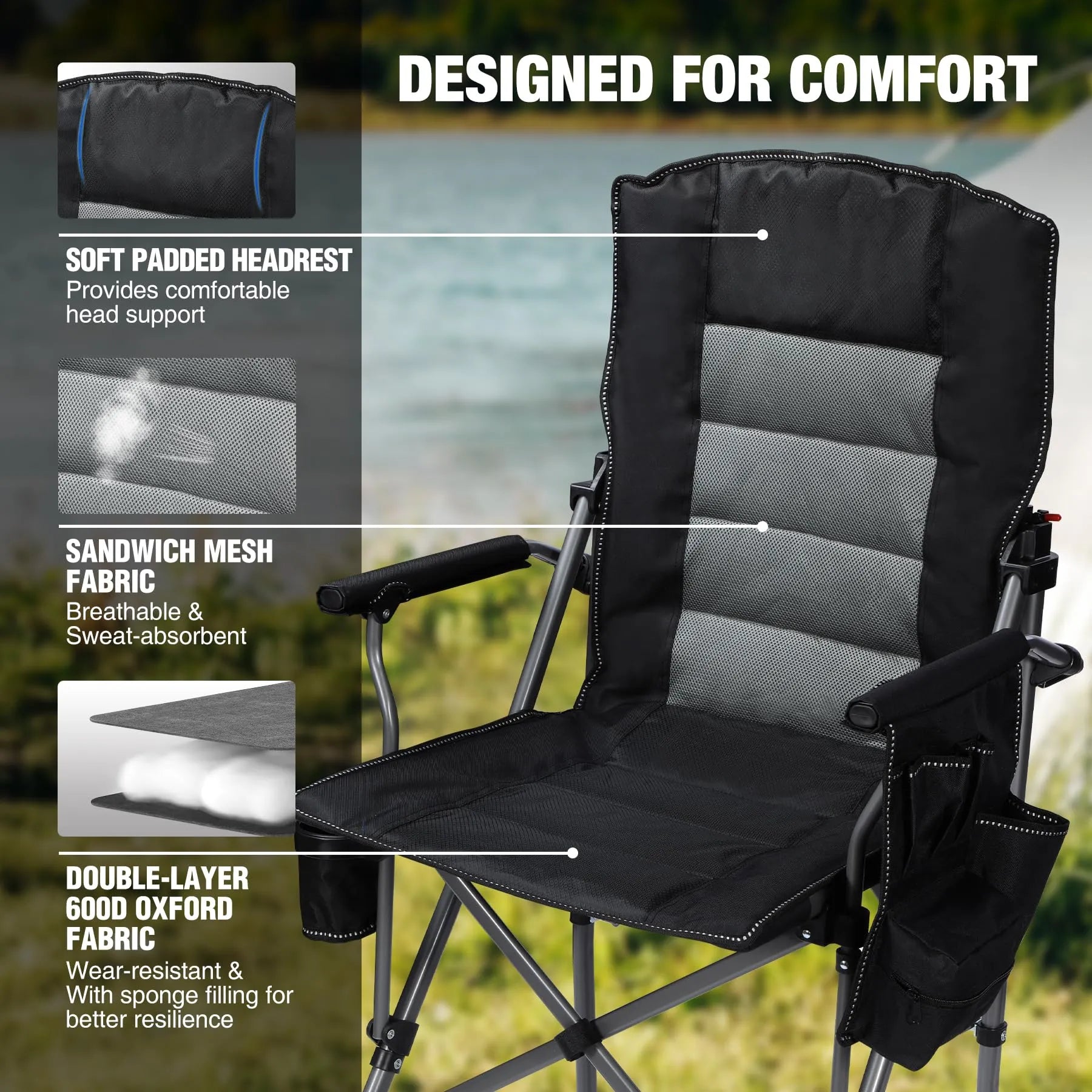 Extra Tall Folding Chair with Adjustable Backrest