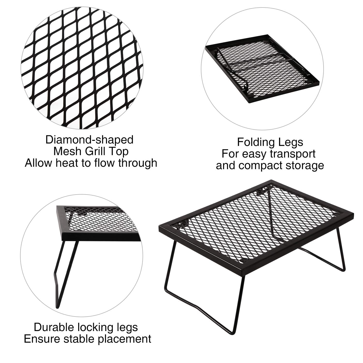 Folding Campfire Grill 304 Stainless Steel Grate