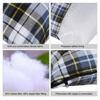 Small Flannel Camping Pillow - Blue and Grey Plaid
