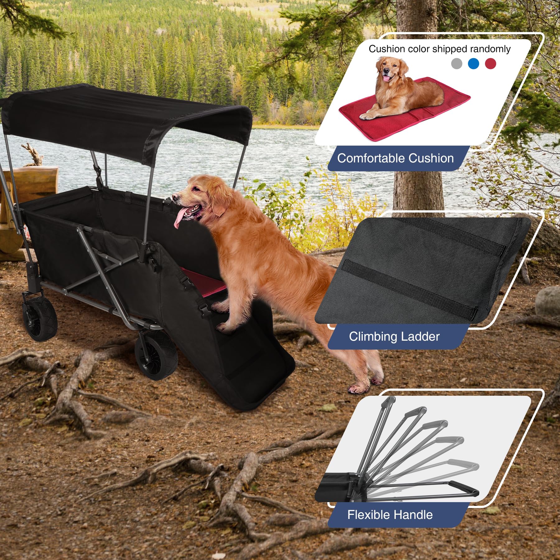 Heavy-Duty Folding Dog Wagon Cart