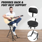 Adjustable Piano Bench with Storage Black Wooden Keyboard Stool