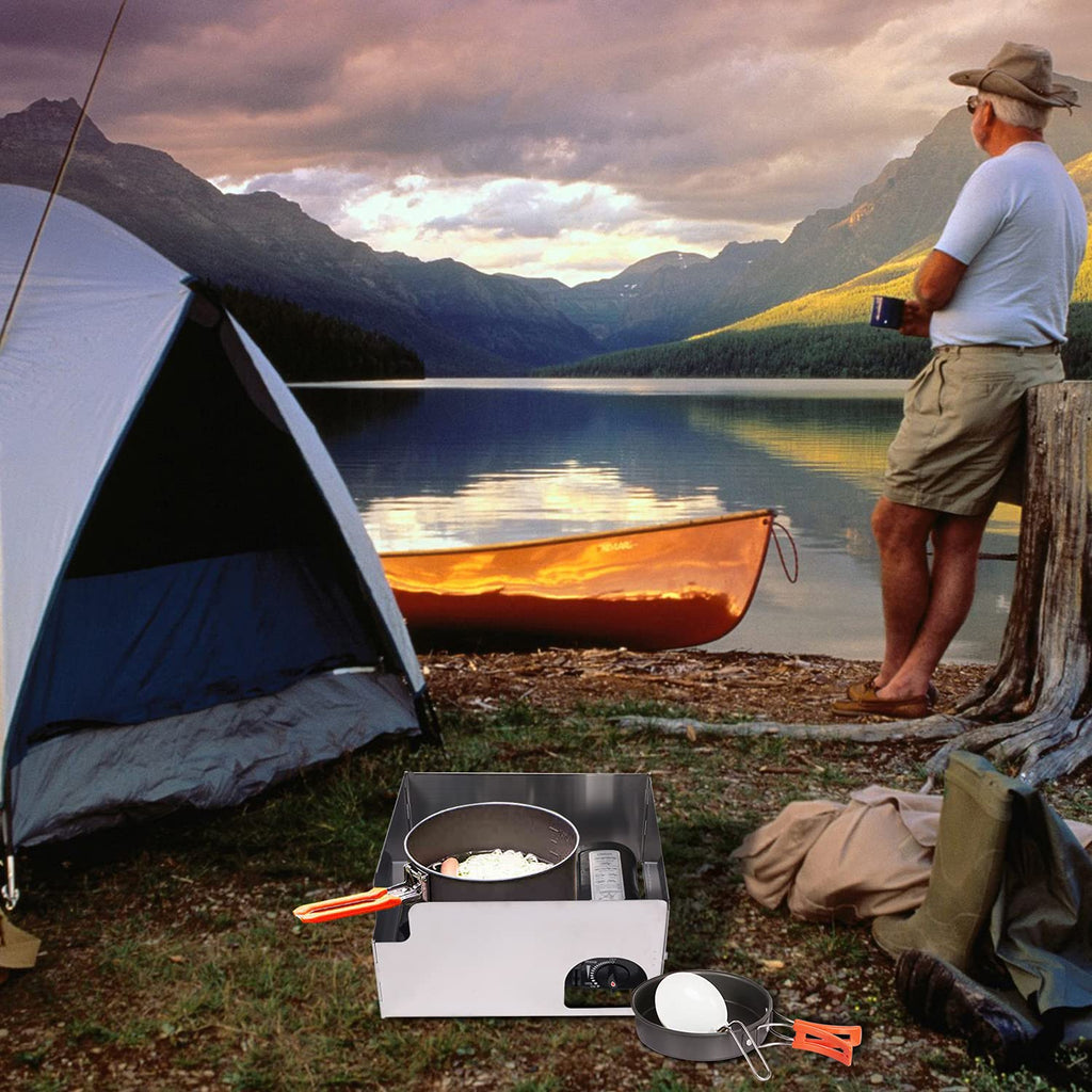 4-Plate Stainless Steel Camping Stove Windshield