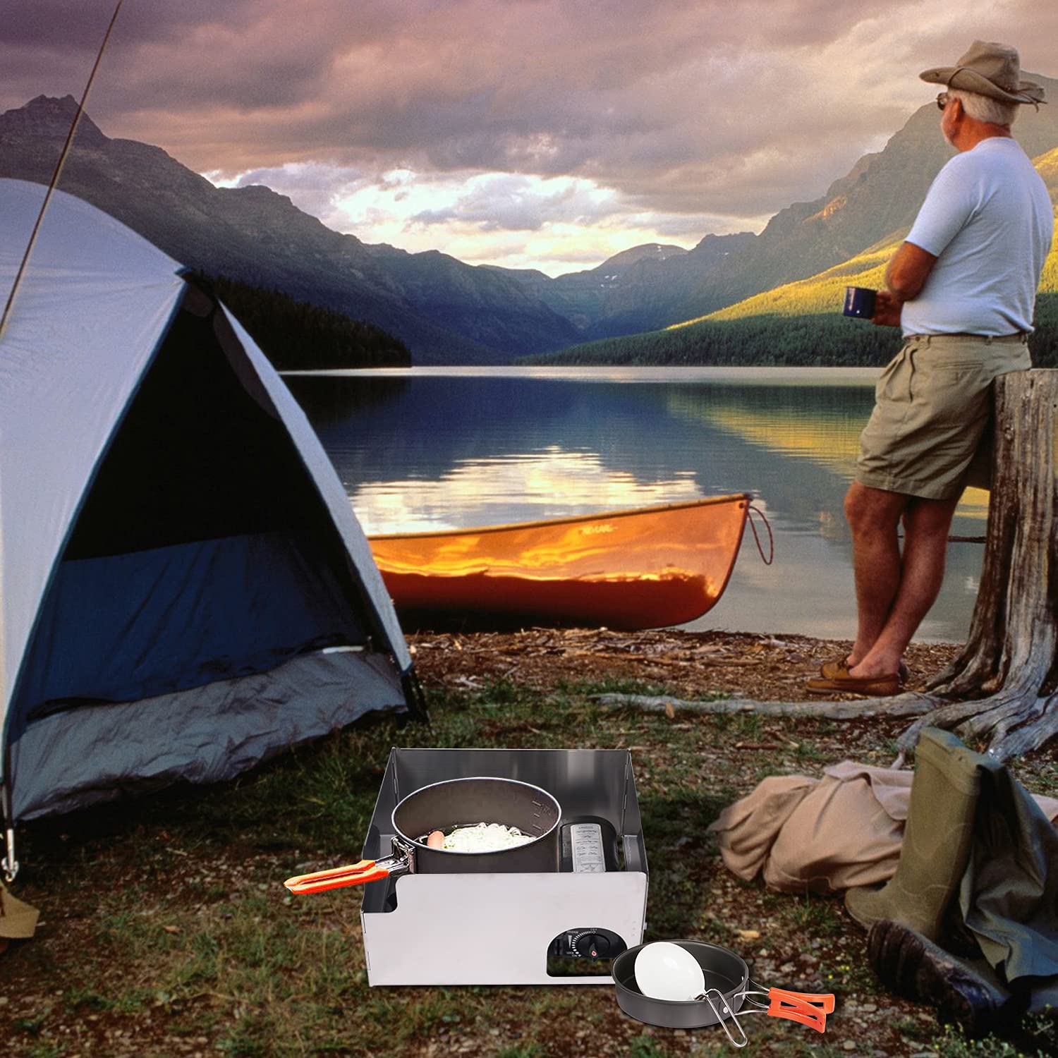 4-Plate Stainless Steel Camping Stove Windshield