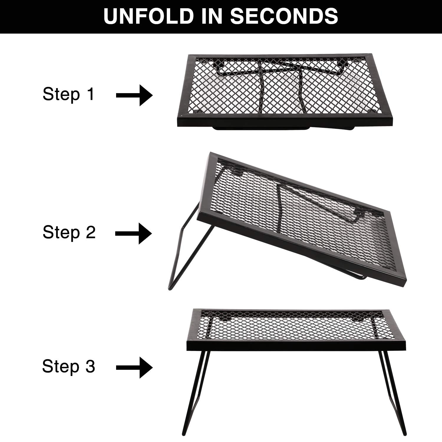 Folding Campfire Grill 304 Stainless Steel Grate