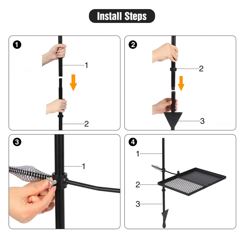 Swivel Campfire Grill Heavy Duty Steel Grate