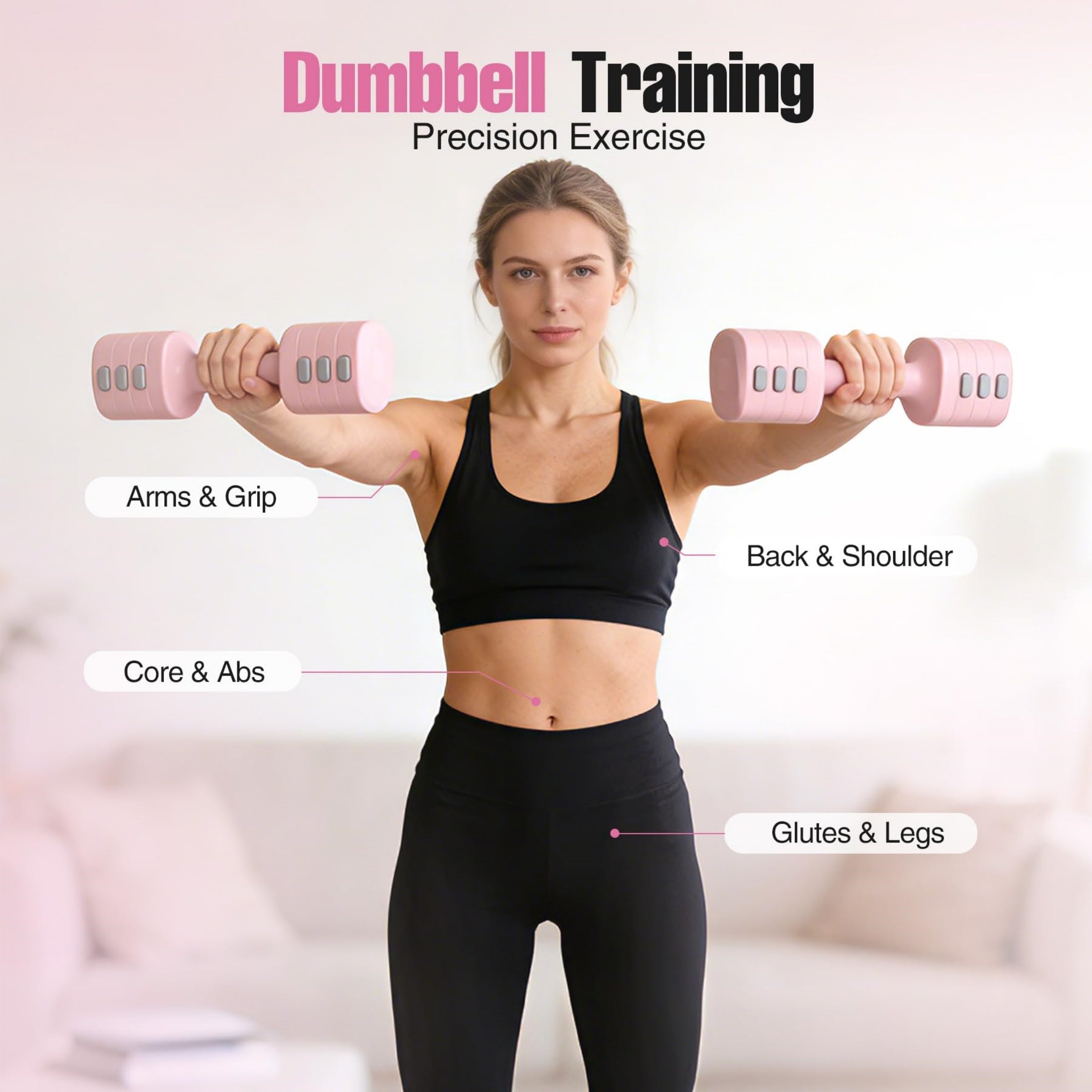 2-in-1 Adjustable Dumbbell & Kettlebell Set, 4-Level Hand Weights (2.2–5.5 Lbs Each)