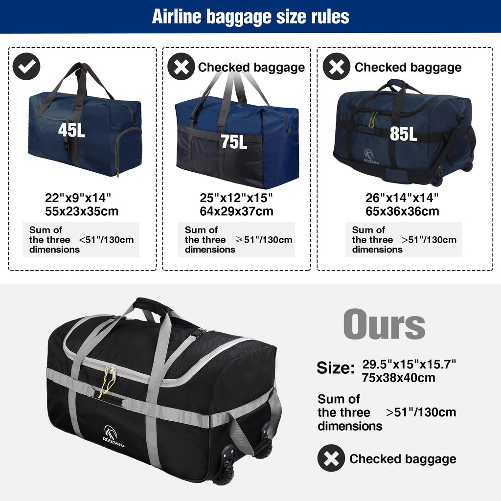 Foldable Duffle Bag with Wheels