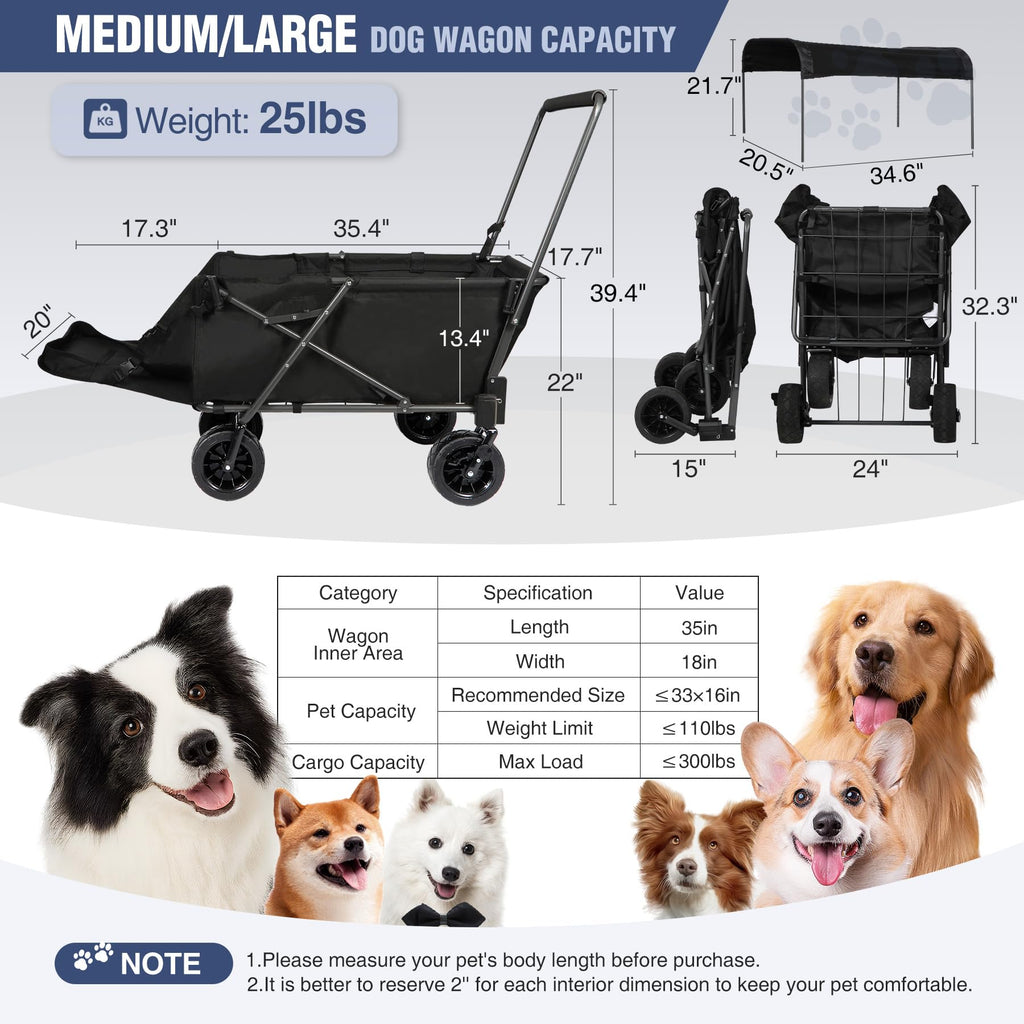 Heavy-Duty Folding Dog Wagon Cart