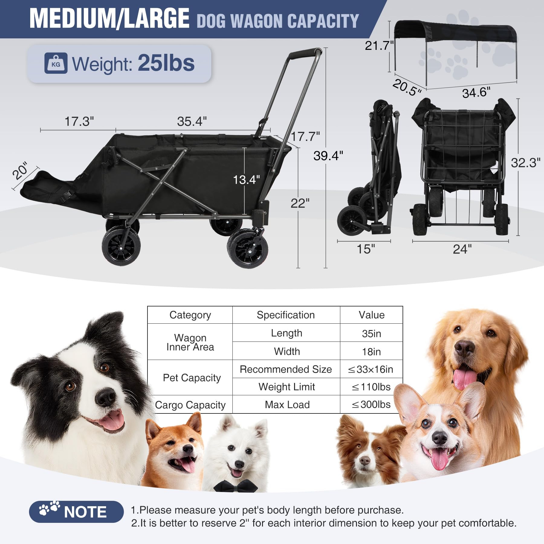 Heavy-Duty Folding Dog Wagon Cart