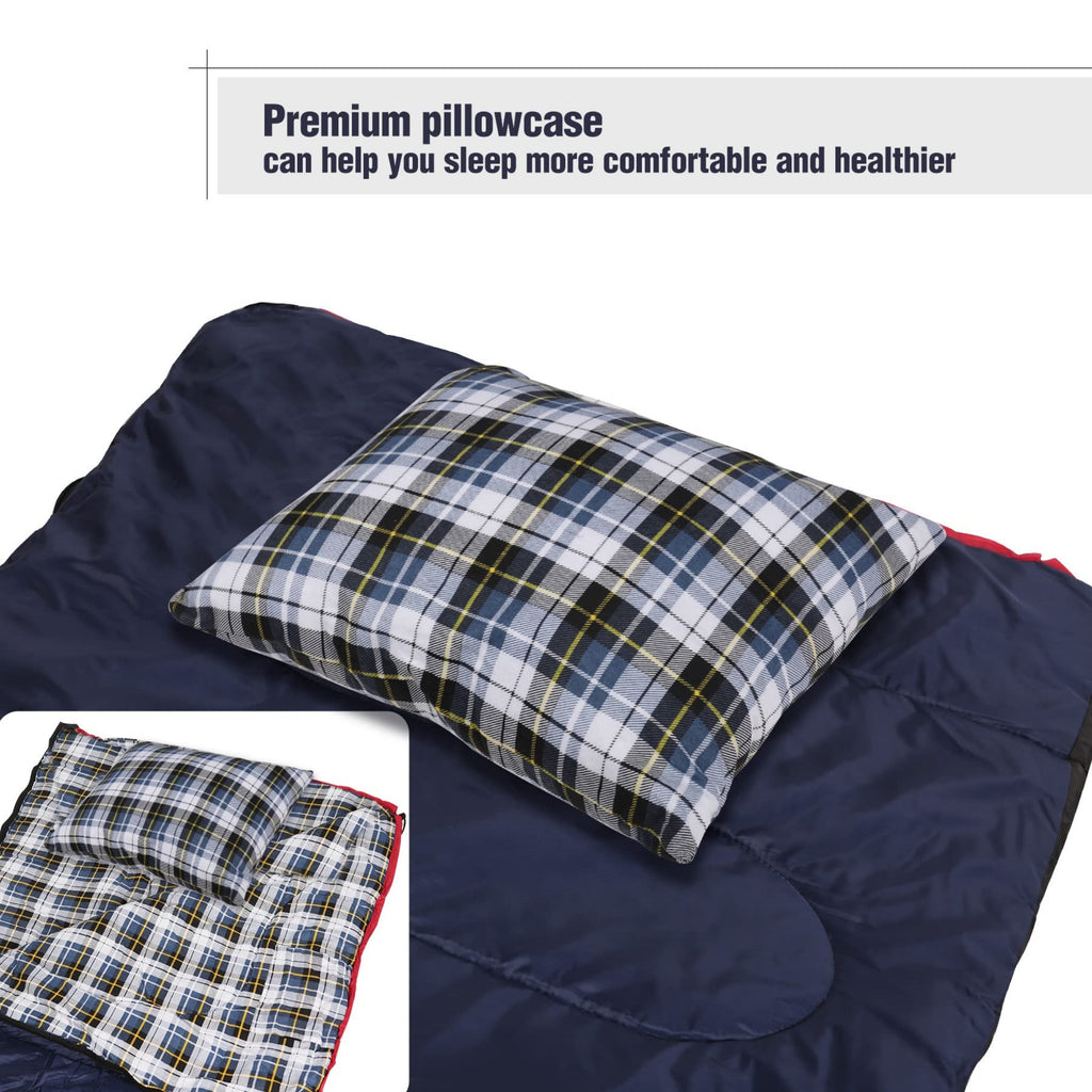 Small Flannel Camping Pillow - Blue and Grey Plaid