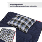 Small Flannel Camping Pillow - Blue and Grey Plaid
