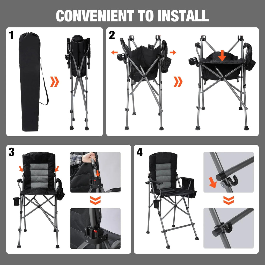 Extra Tall Folding Chair with Adjustable Backrest