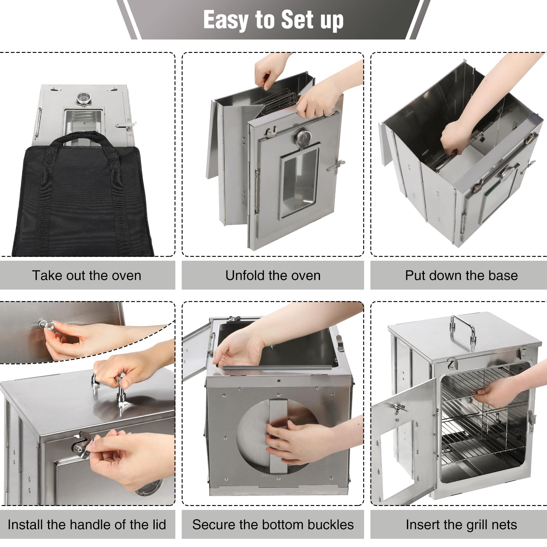 16" H Foldable Camping Oven with Storage Handbag
