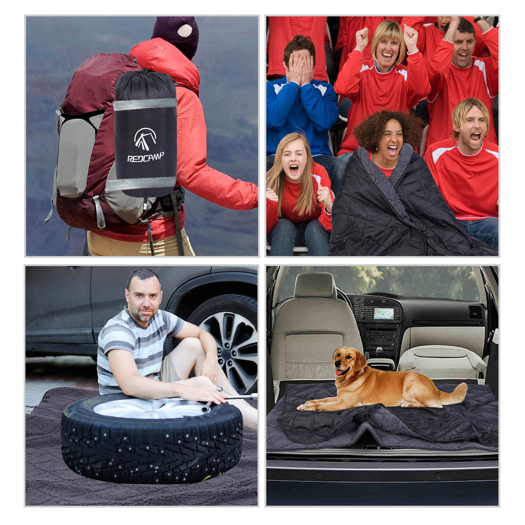 Large Camping Blanket with Sherpa Lining