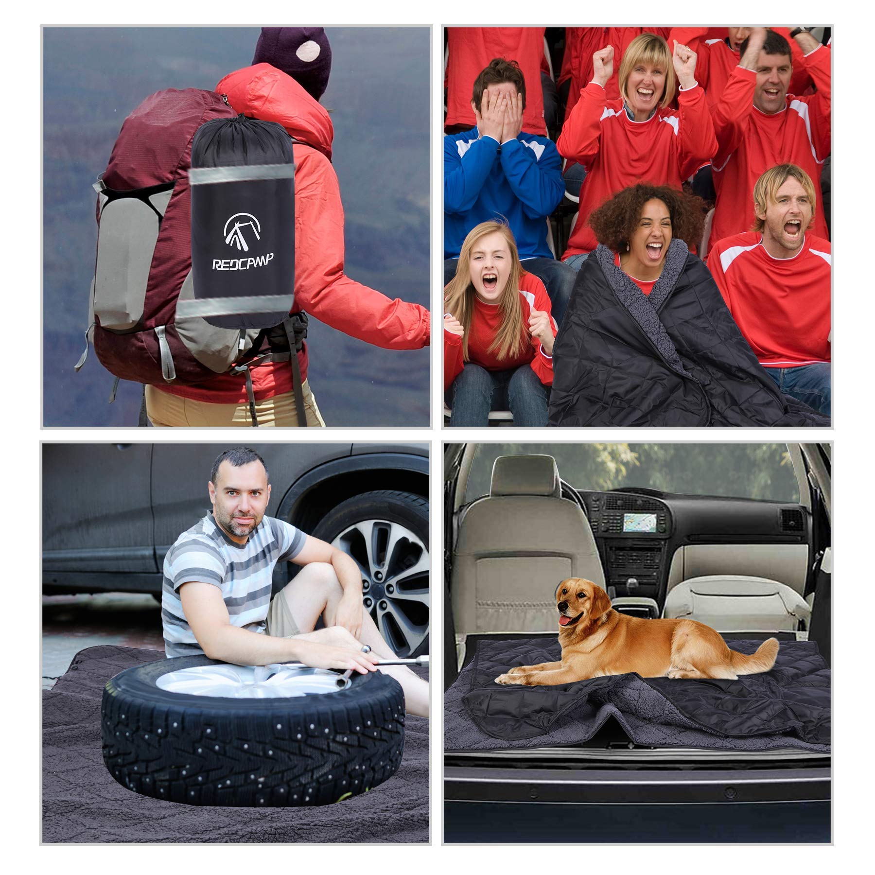 Large Camping Blanket with Sherpa Lining