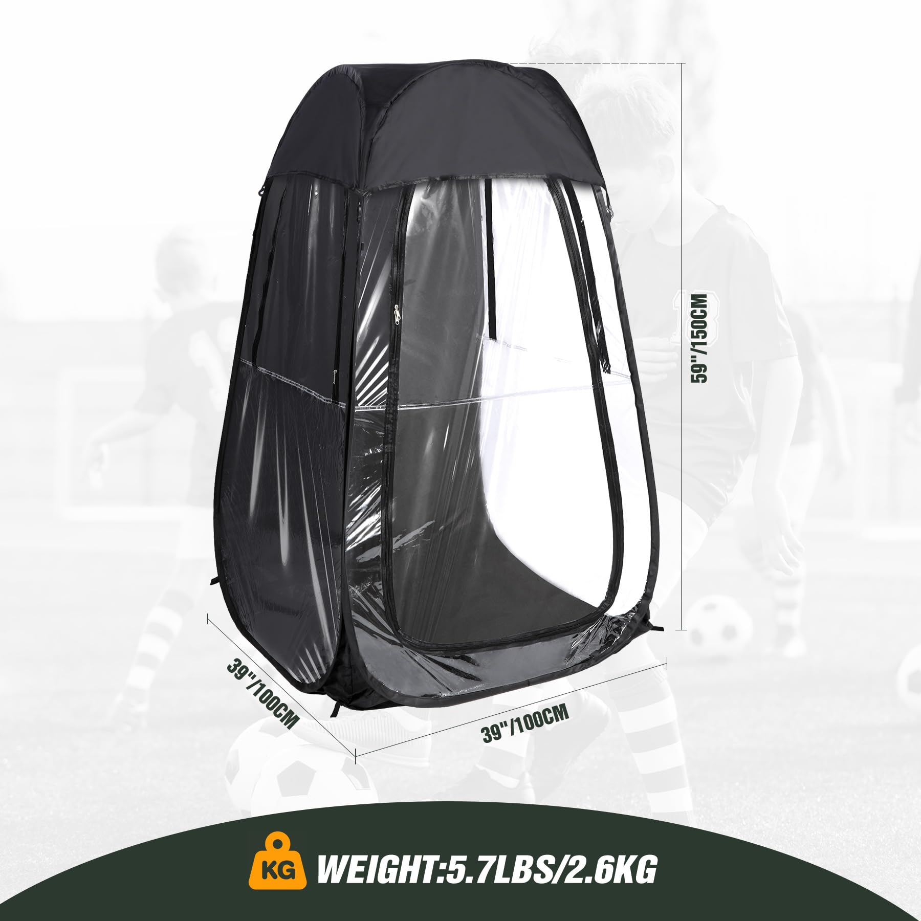 Pop-Up Pod Tent with Clear View & Weatherproof Shell