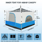 Canopy Camping Tent Attachment for 10x10 Straight Leg Frames