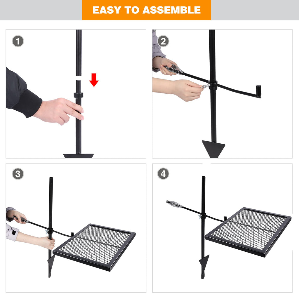 Swivel Campfire Grill Heavy Duty Steel Grate