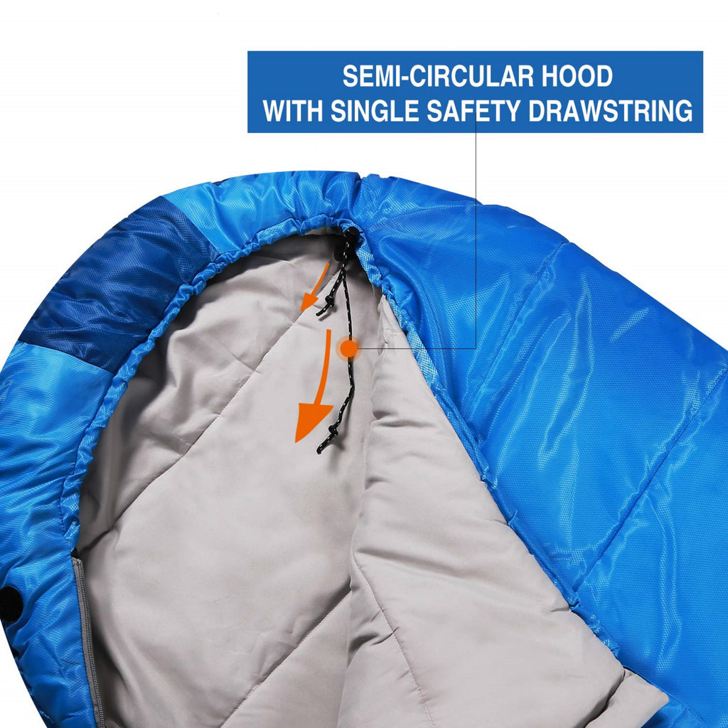 Kids Mummy Sleeping Bag - Blue, 3.3lb Fill