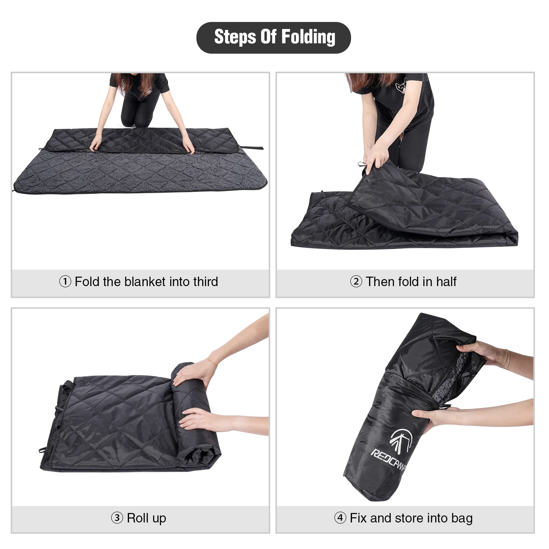 Large Camping Blanket with Sherpa Lining