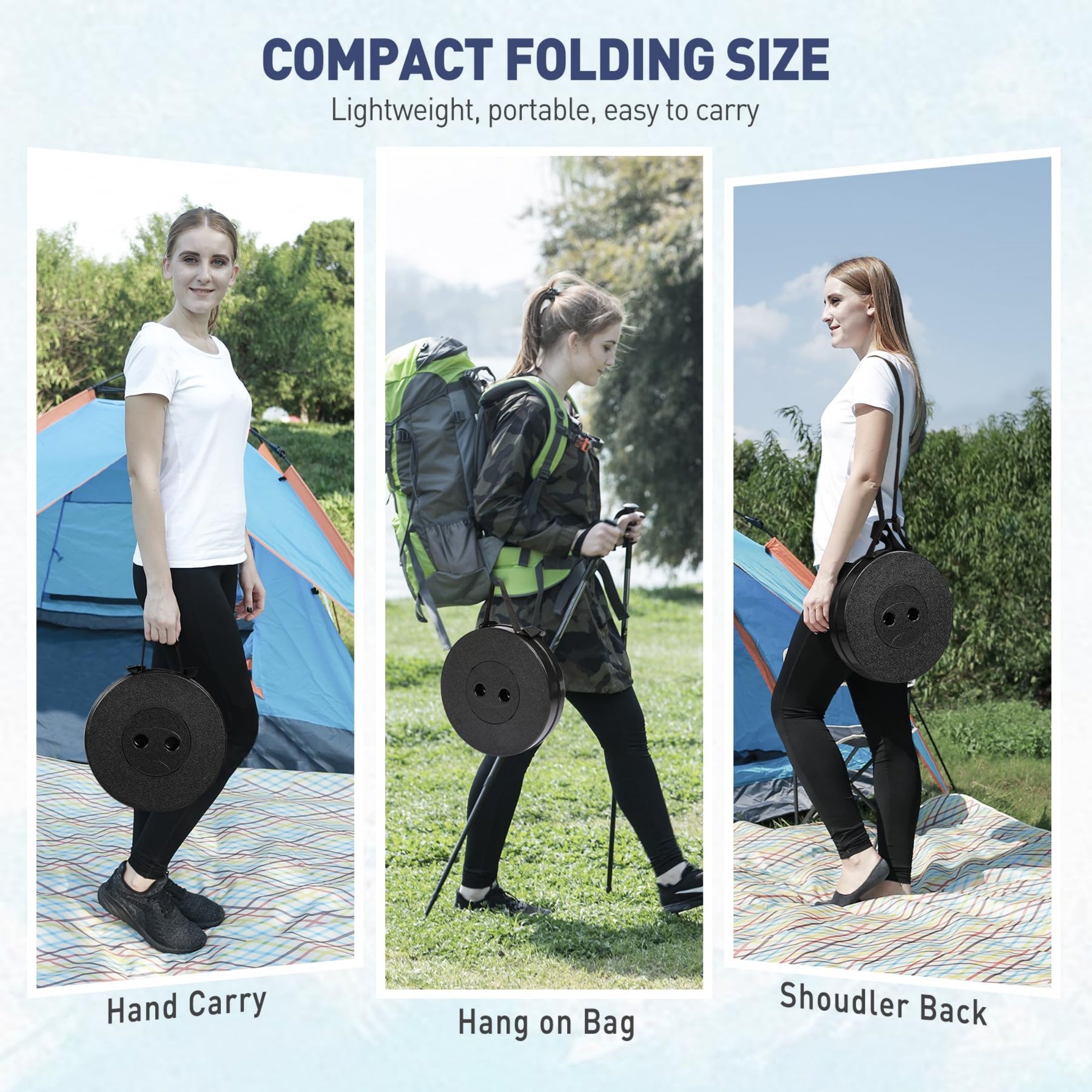 Collapsible Camping Stool - Blue, 500lb Capacity