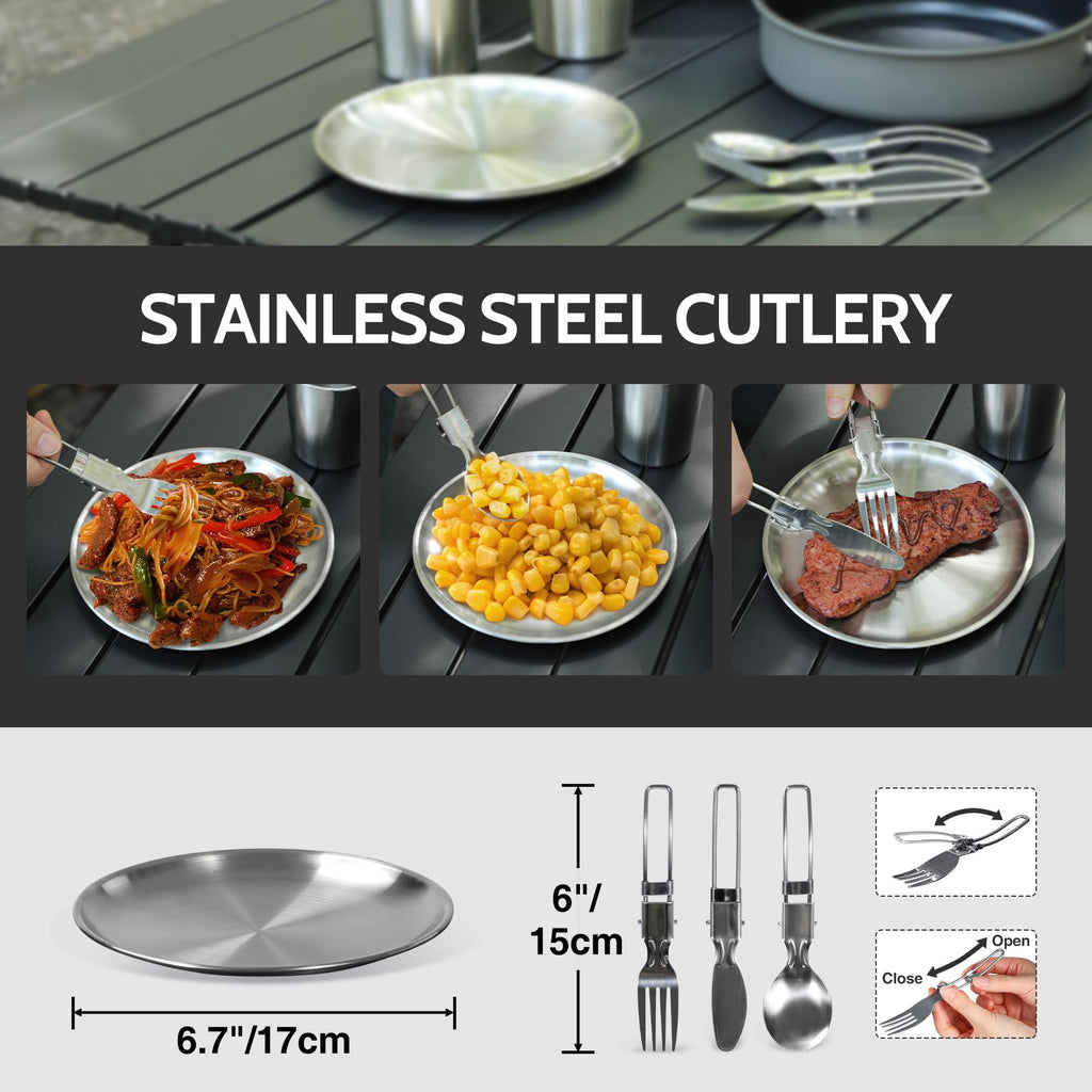 16-Piece Camping Cookware Mess Kit