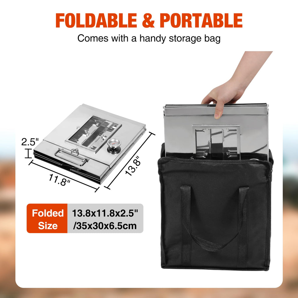 14" Foldable Stainless Steel Camp Oven with 2-Tier Grill