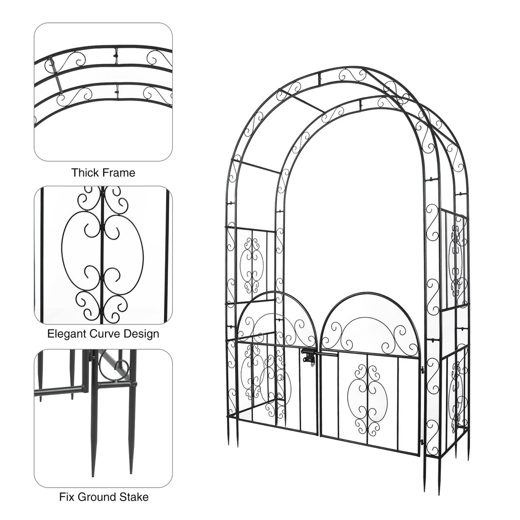 84in High Metal Garden Arbor with Gate