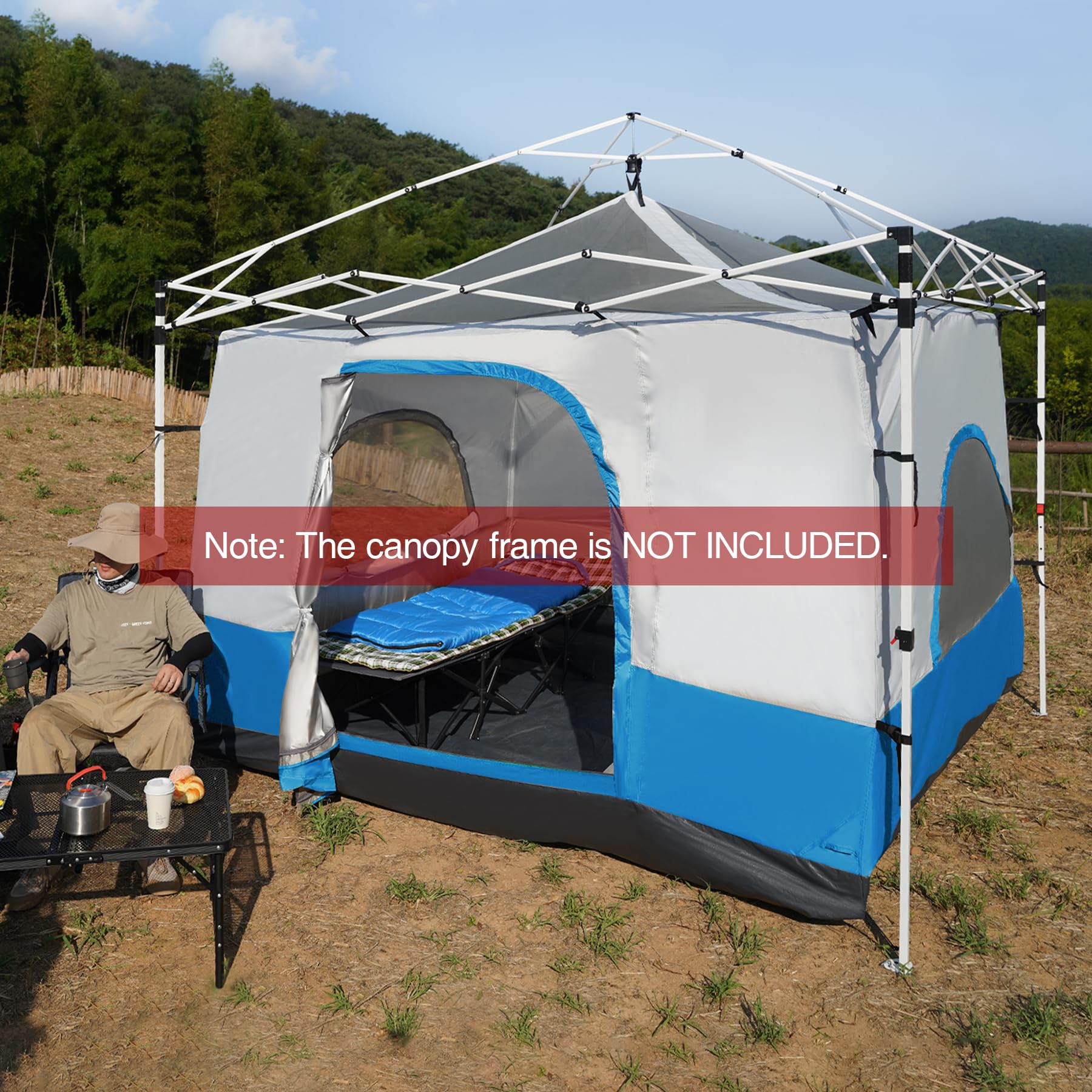 Canopy Camping Tent Attachment for 10x10 Straight Leg Frames