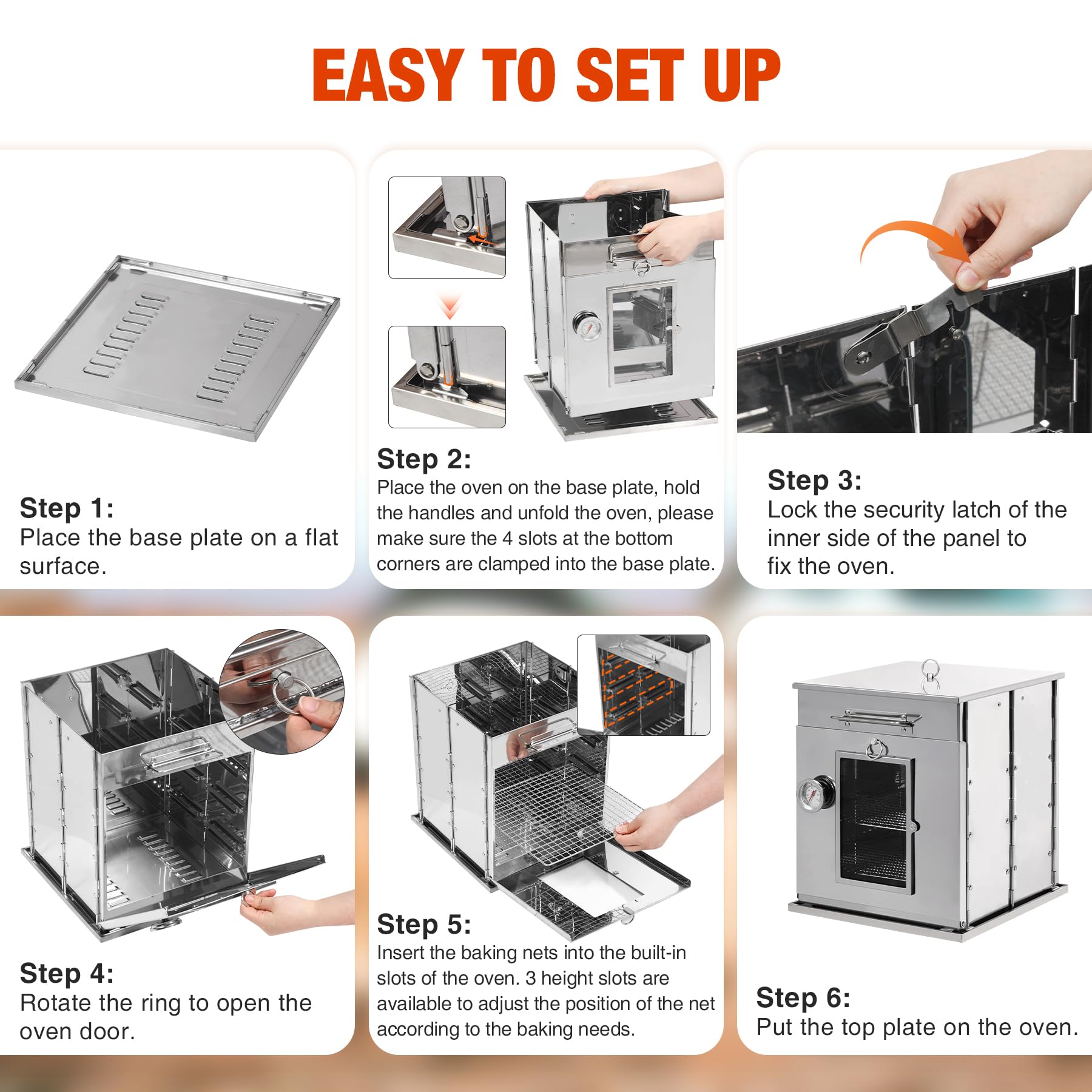 14" Foldable Stainless Steel Camp Oven with 2-Tier Grill