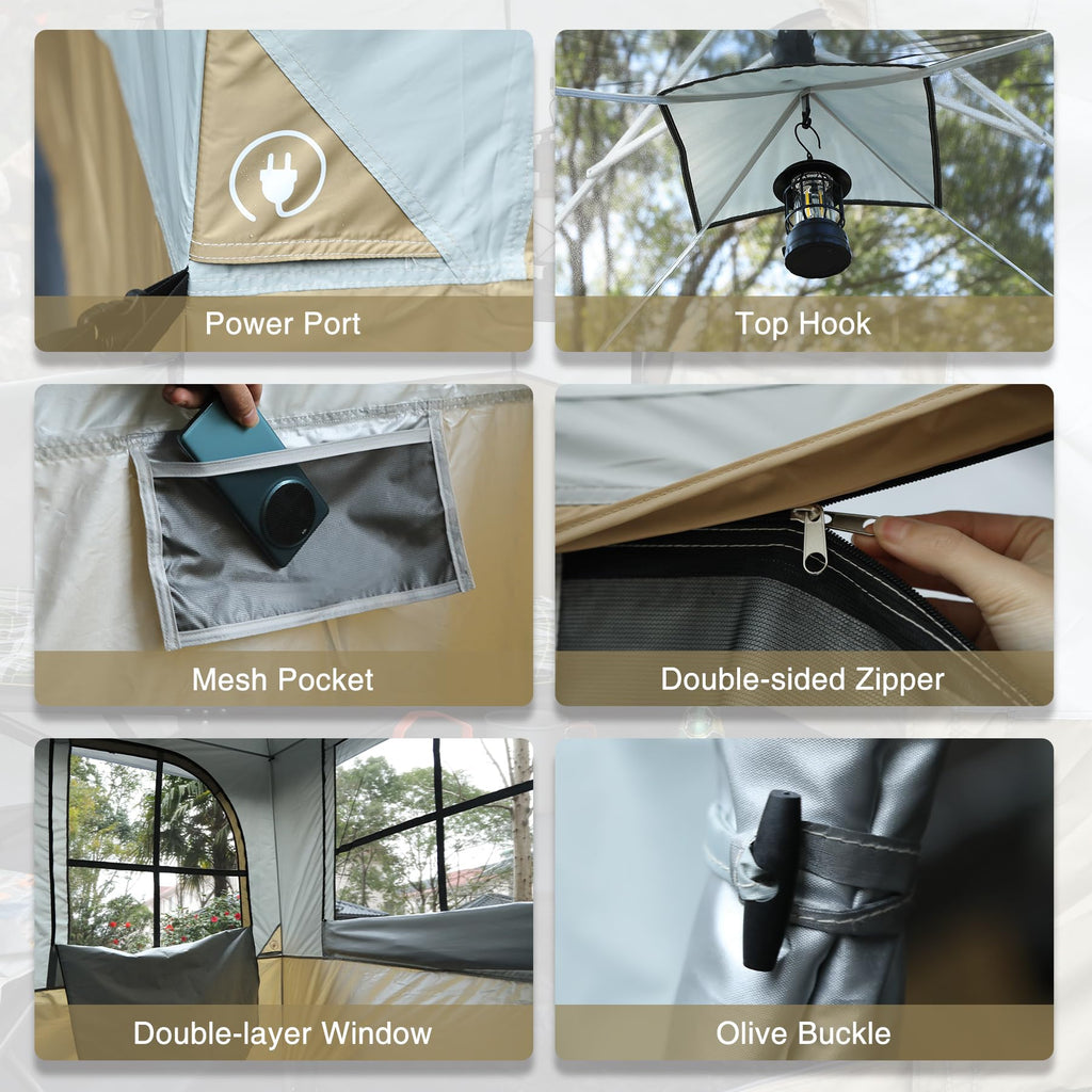 Canopy Camping Tent Attachment for 10x10 Straight Leg Frames