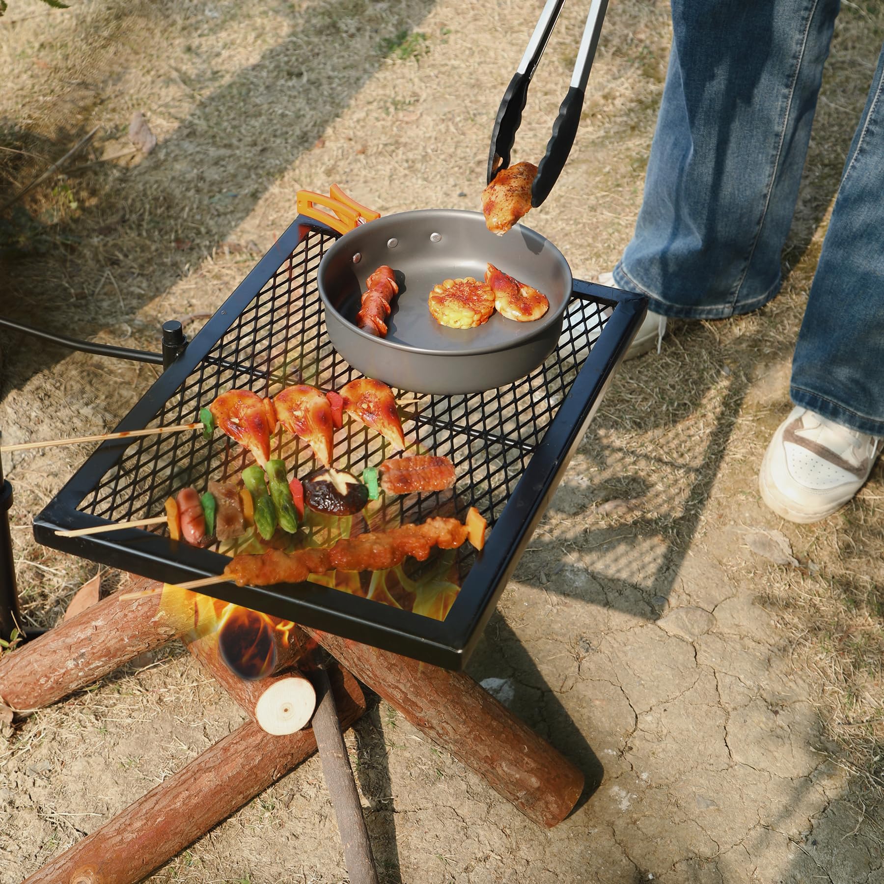 Swivel Campfire Grill Heavy Duty Steel Grate