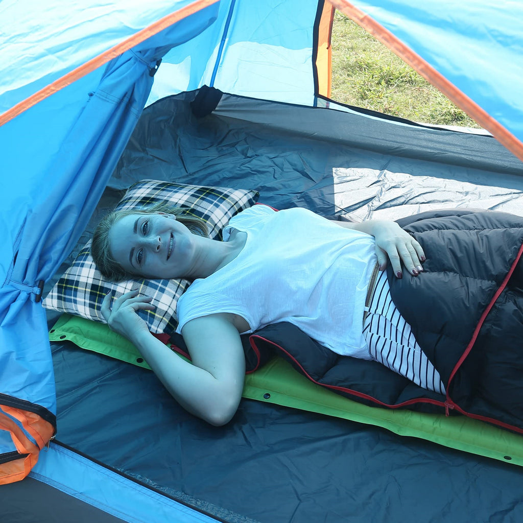 Small Flannel Camping Pillow - Blue and Grey Plaid