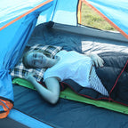 Small Flannel Camping Pillow - Blue and Grey Plaid