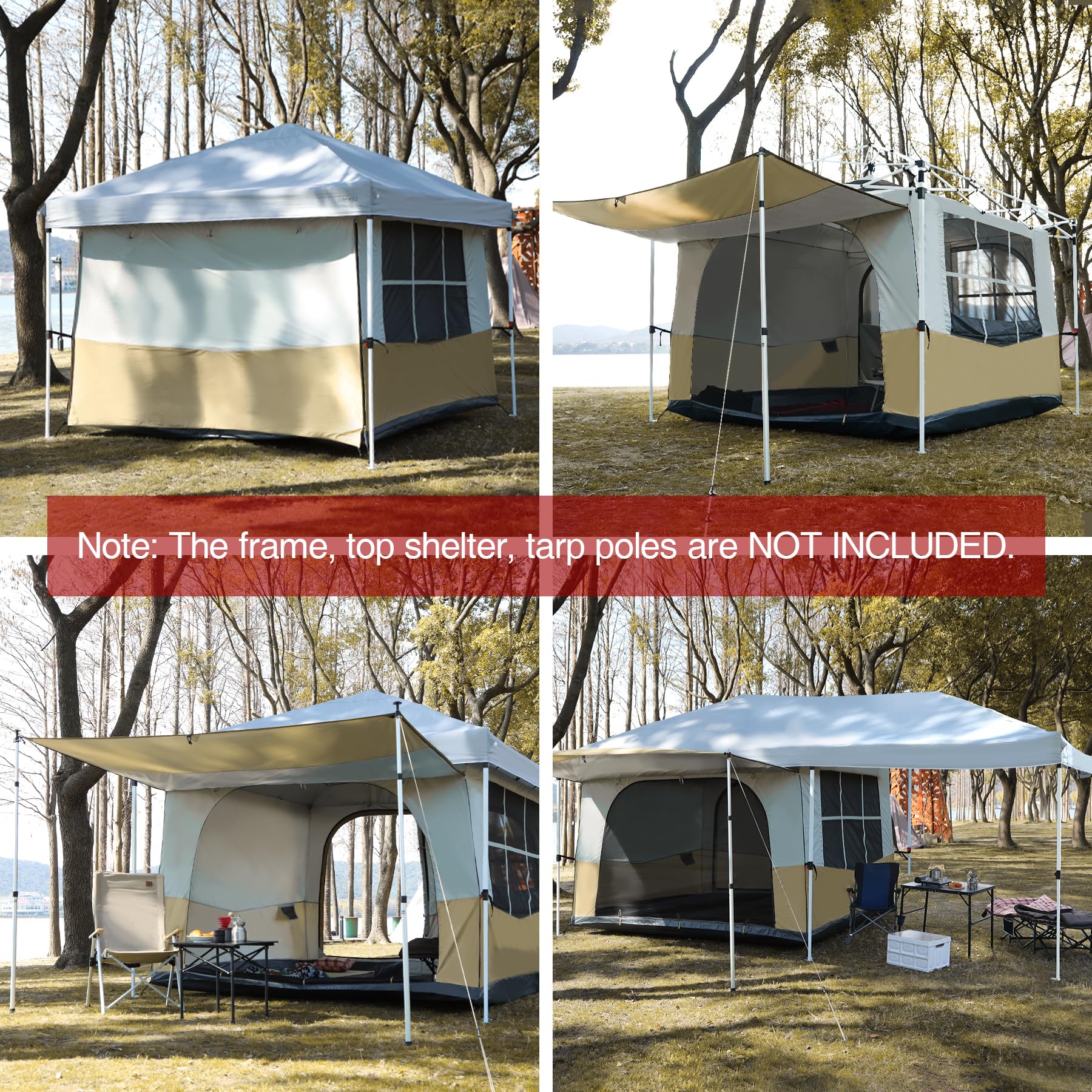 Canopy Camping Tent Attachment for 10x10 Straight Leg Frames