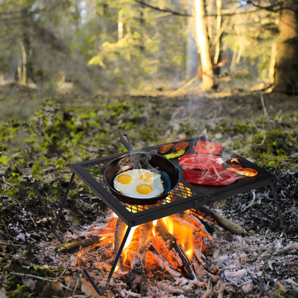 Folding Campfire Grill Heavy Duty Steel Grate