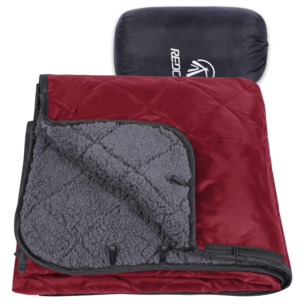 Large Camping Blanket with Sherpa Lining