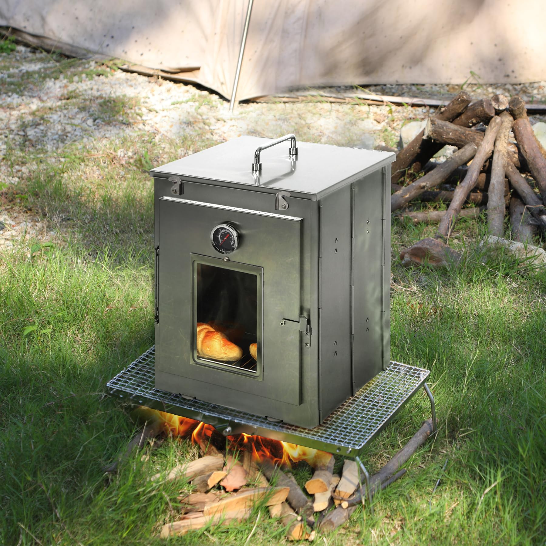 16" H Foldable Camping Oven with Storage Handbag