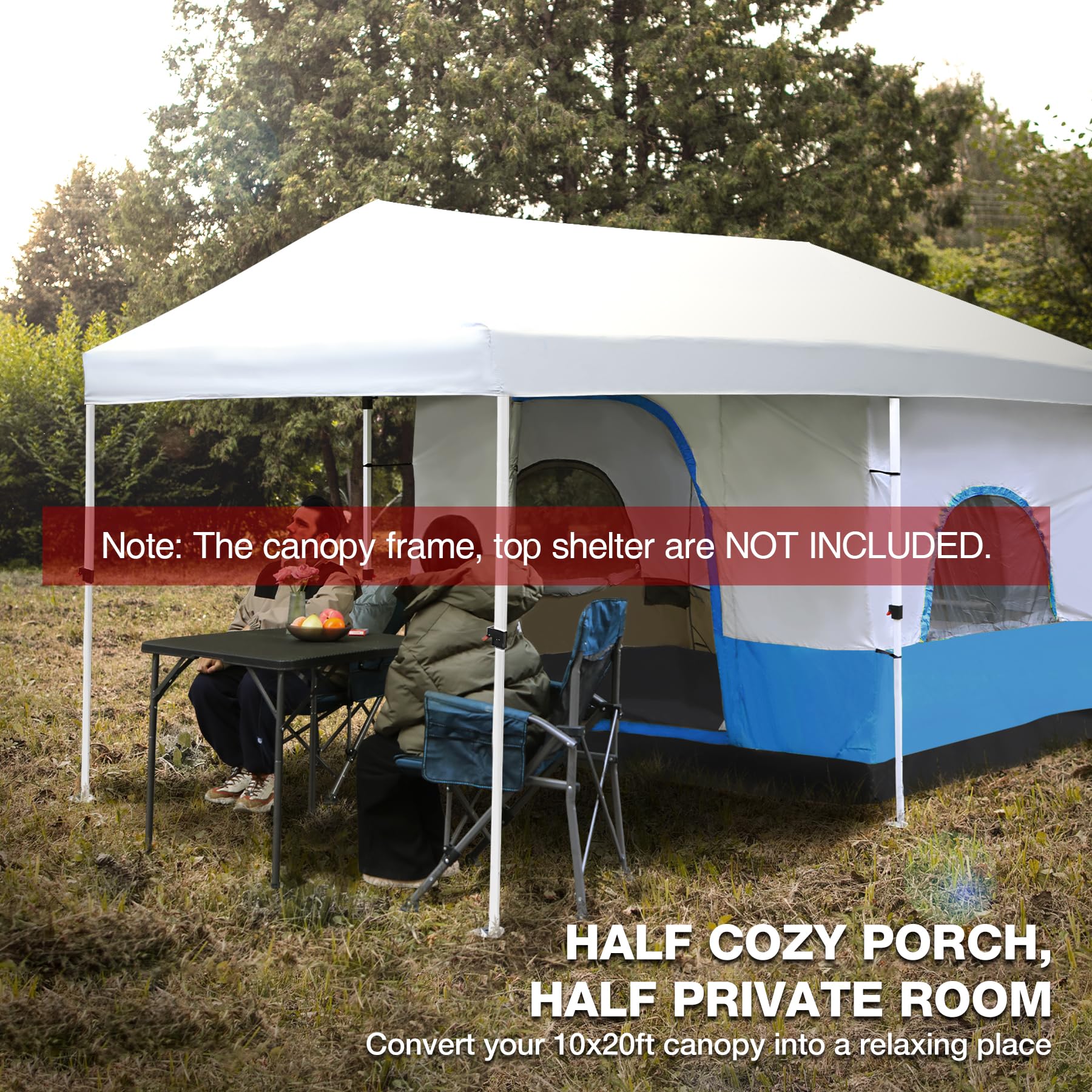 Canopy Camping Tent Attachment for 10x10 Straight Leg Frames