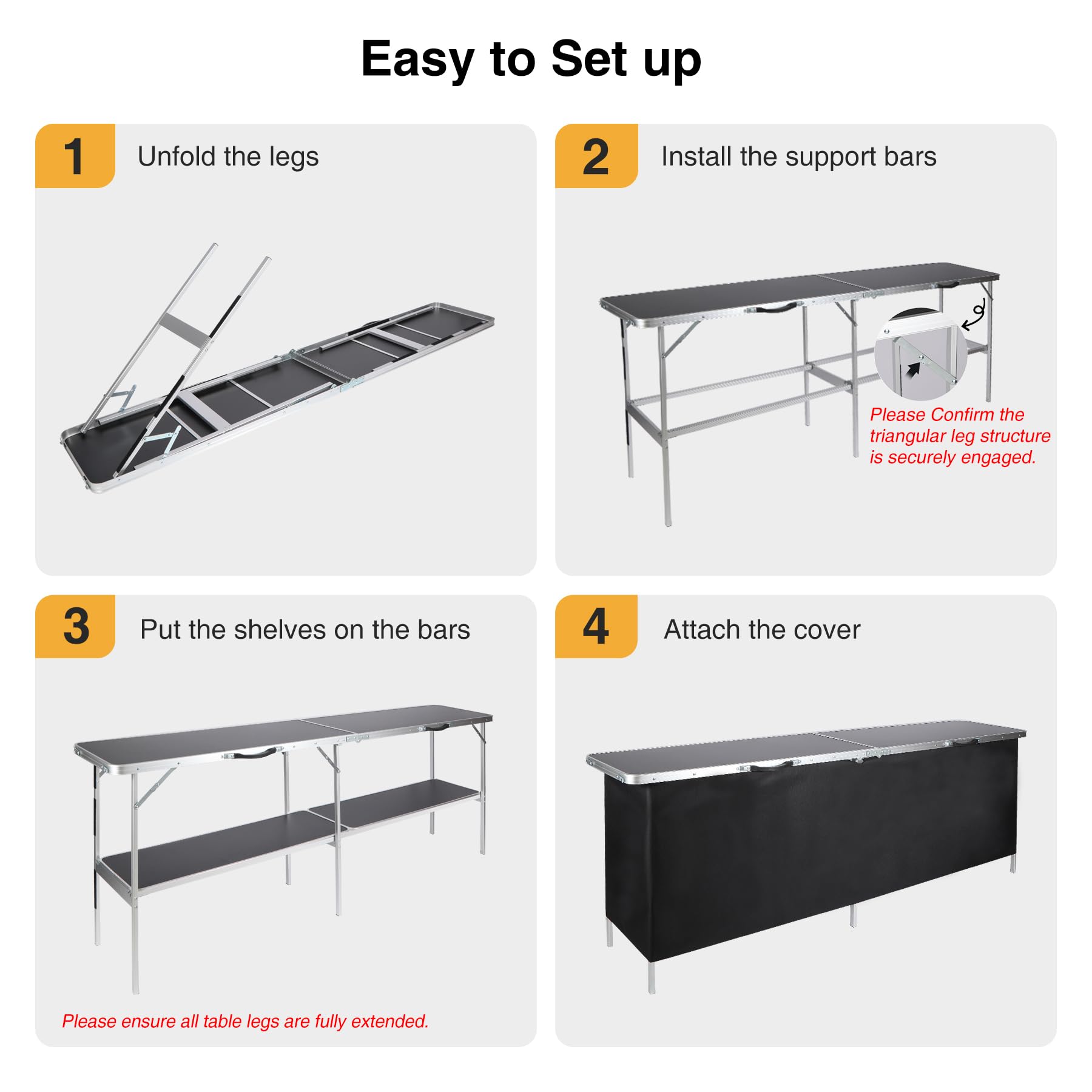 Pop-Up Folding Portable Bar Table