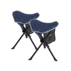 Stonehomy blue folding tripod camping stools, two-pack, front product view